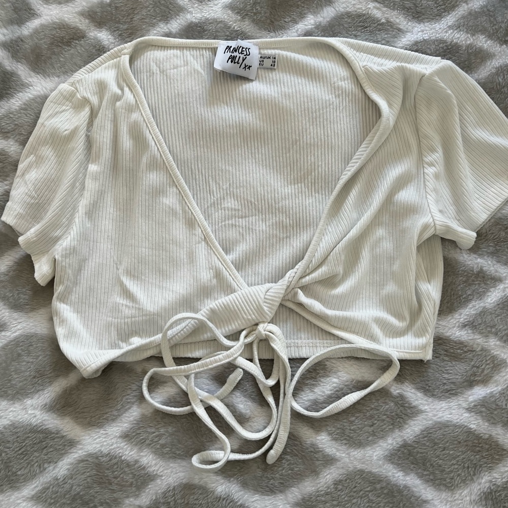 PRINCESS POLLY | white ribbed crop top